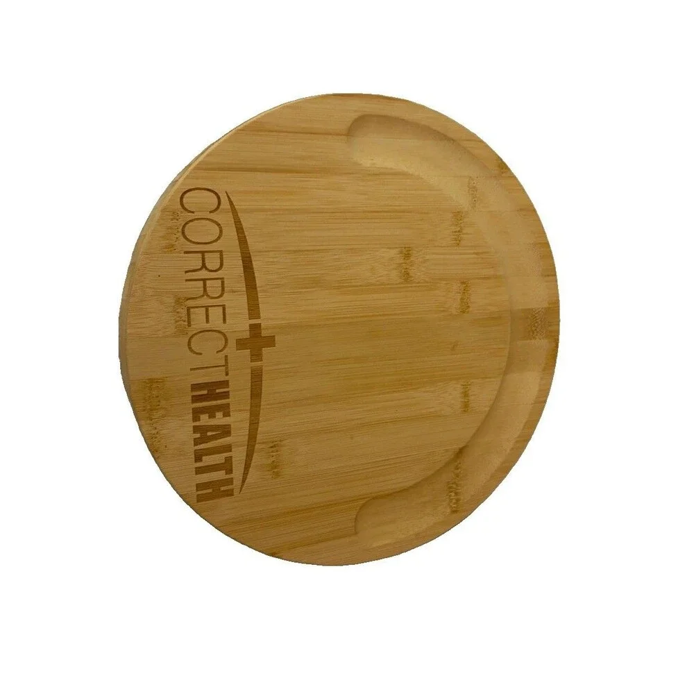 Correct Health Bamboo Charcuterie Cheese Board Set 6 Knives Round 12”